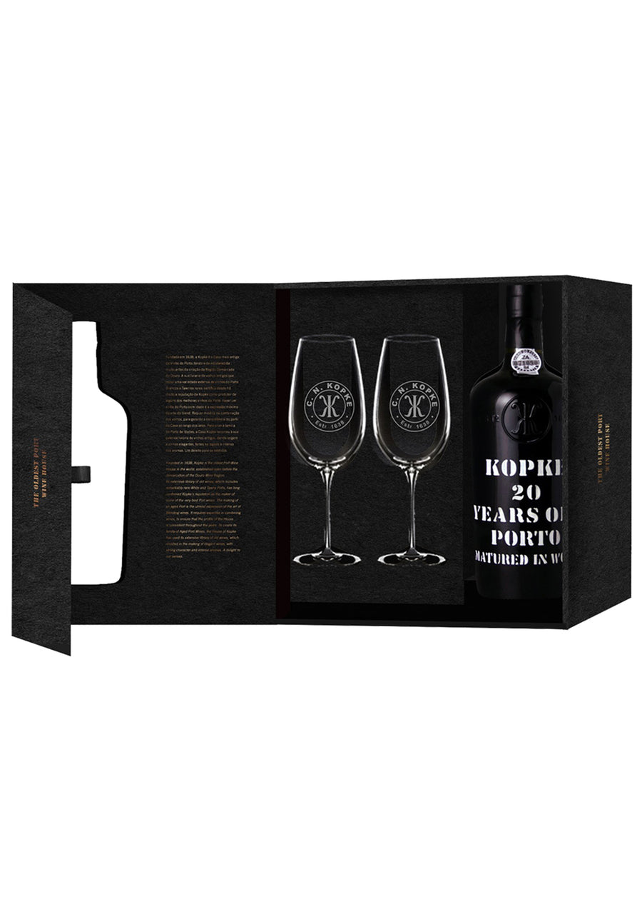 GIFT PACK KOPKE 20 ANOS TAWNY + 2 CÁLICES